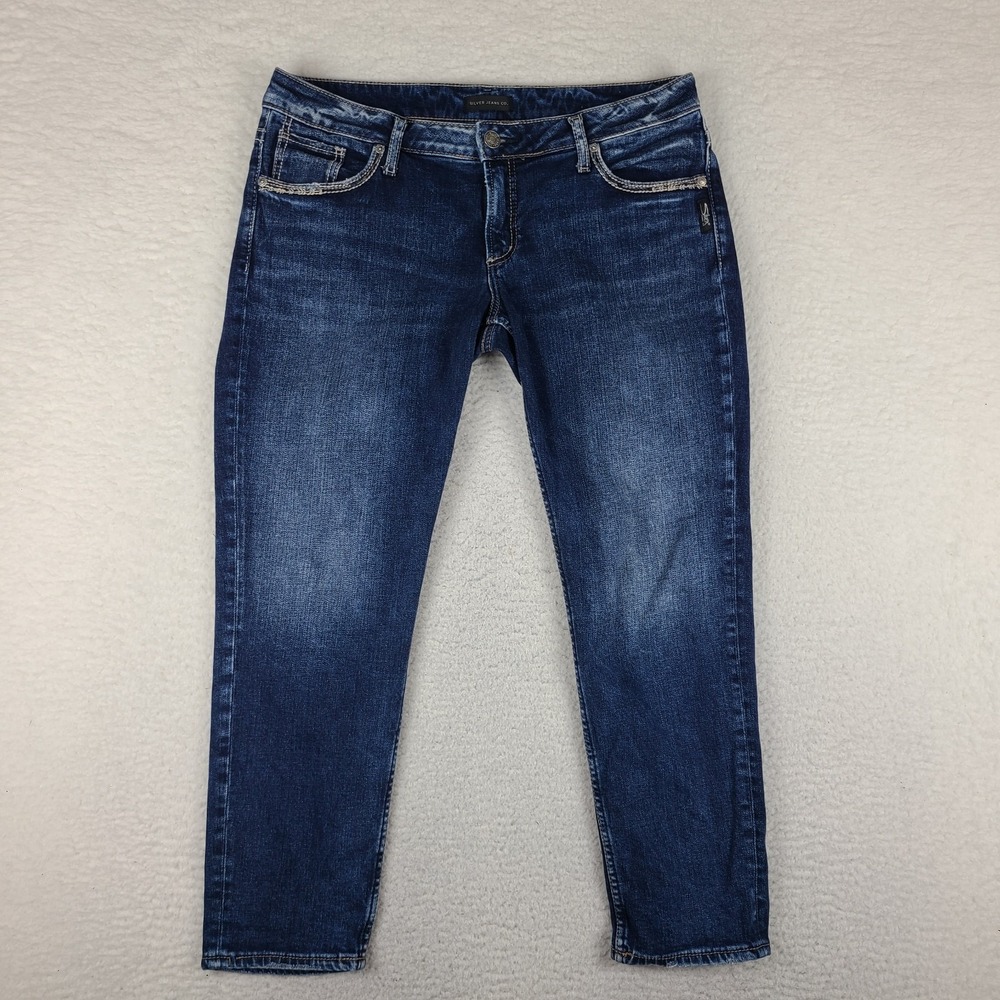 Silver Jeans Womens 30x25 Blue‎ Boyfriend Dark Wash Denim